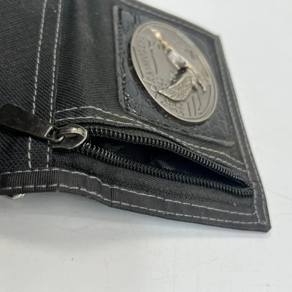 Rainforest Eagle Chain Wallet Black Trifold Nylon Biker Wallet ID Window Zip